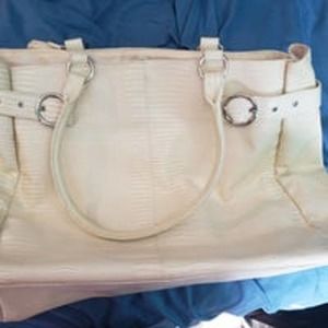 Elizabeth Taylor cream/yellow shoulder tote purse